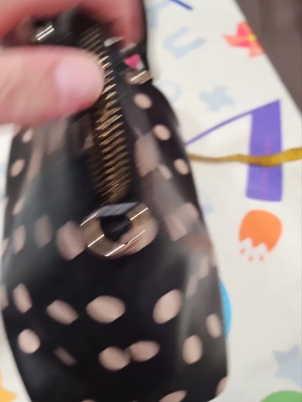 kate spade Black Polka Dot Dome Satchel with Cream Dots